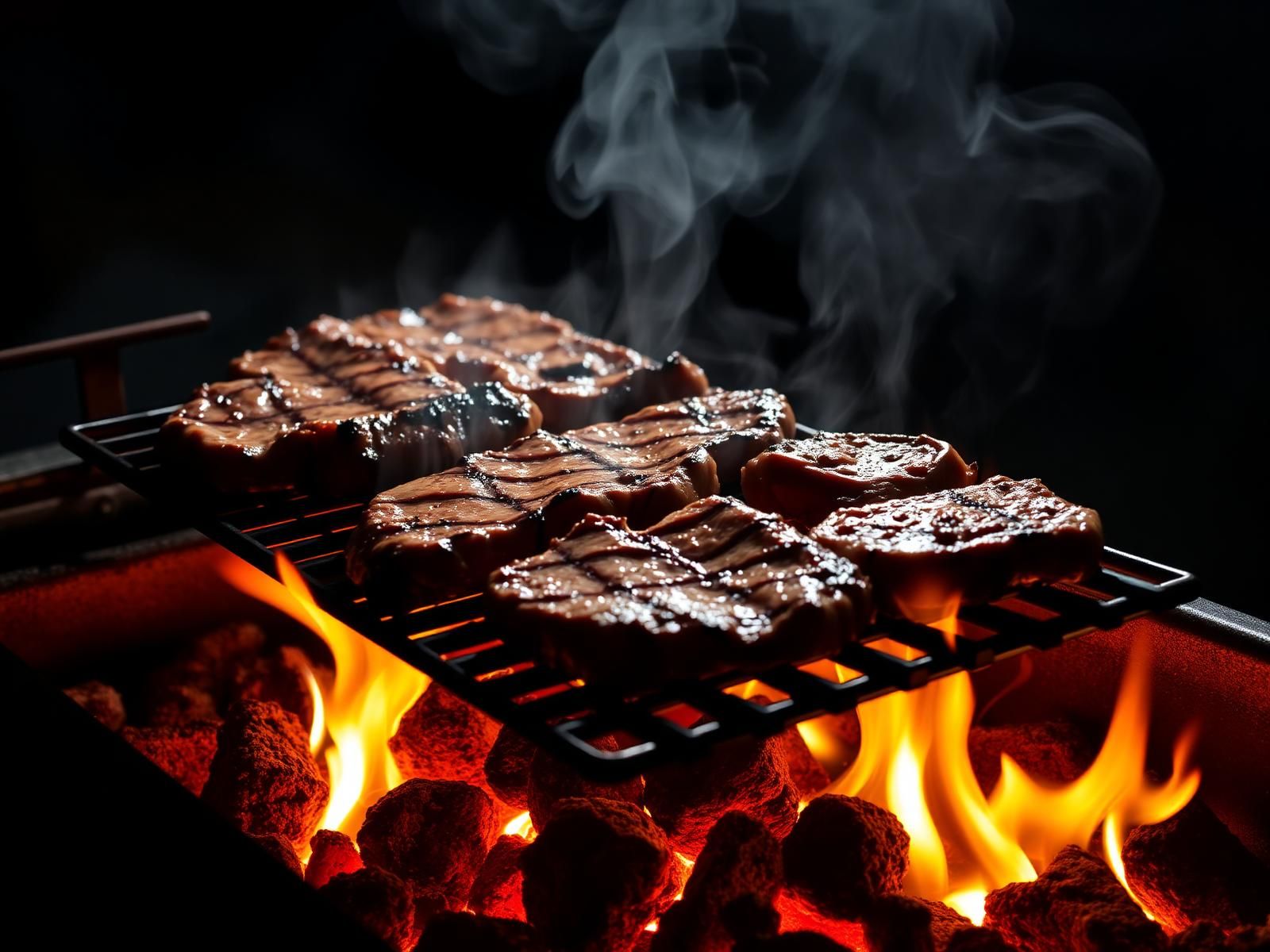 Carne premium sendo preparada na parrilla